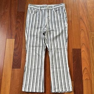 BDG Kick flare high rise cropped black and white stripe Denim jeans